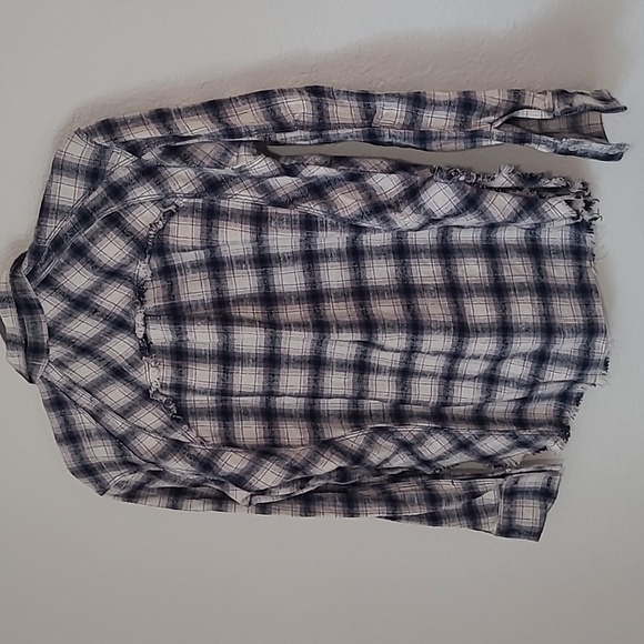 BDG Brixton Flannel Button-Down Shirt Top Plaid Printed Oversized Blue Multi Xs - Picture 6 of 9